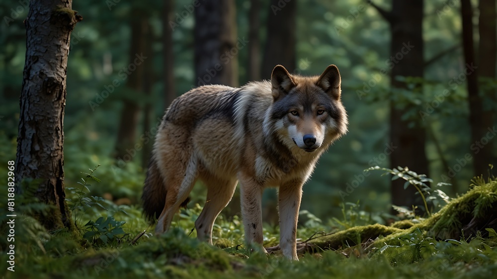Fototapeta premium A beautiful Wolf Guardians of the Wilderness Exploring the Realm of Wolves