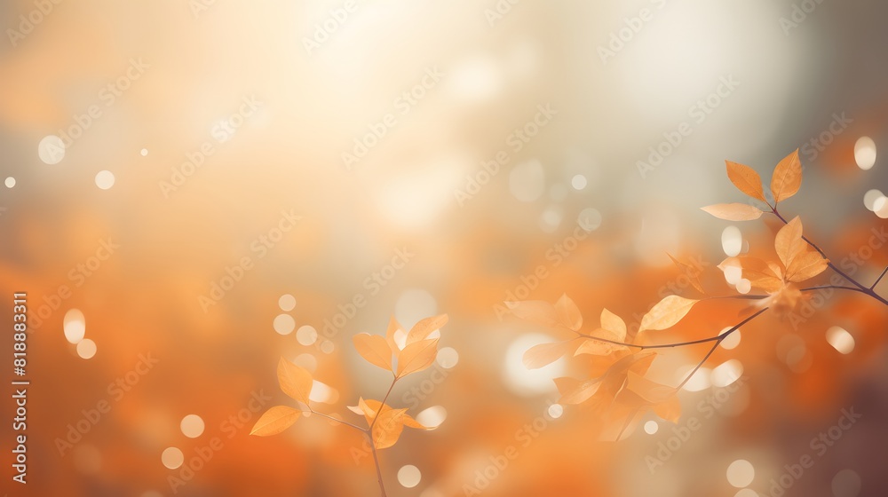 Abstract blurred background with bokeh and sunlight in autumn. Generative AI.