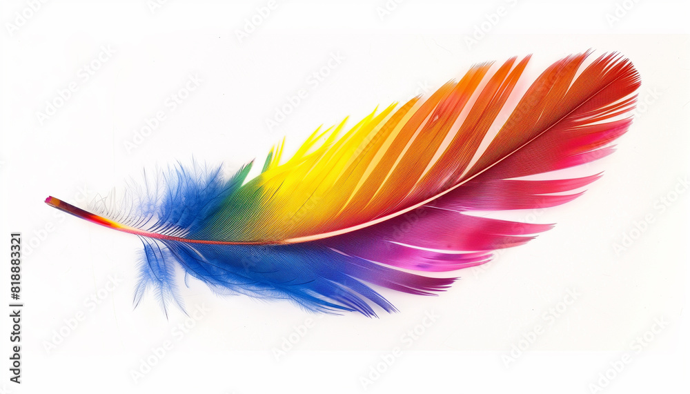 Colorful feathers on a white background Colorful feathers on a white background