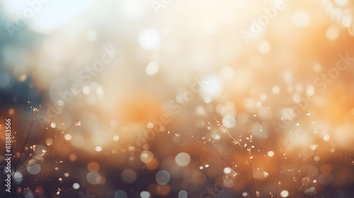 Abstract blurred background with bokeh and sunlight in autumn. Generative AI.