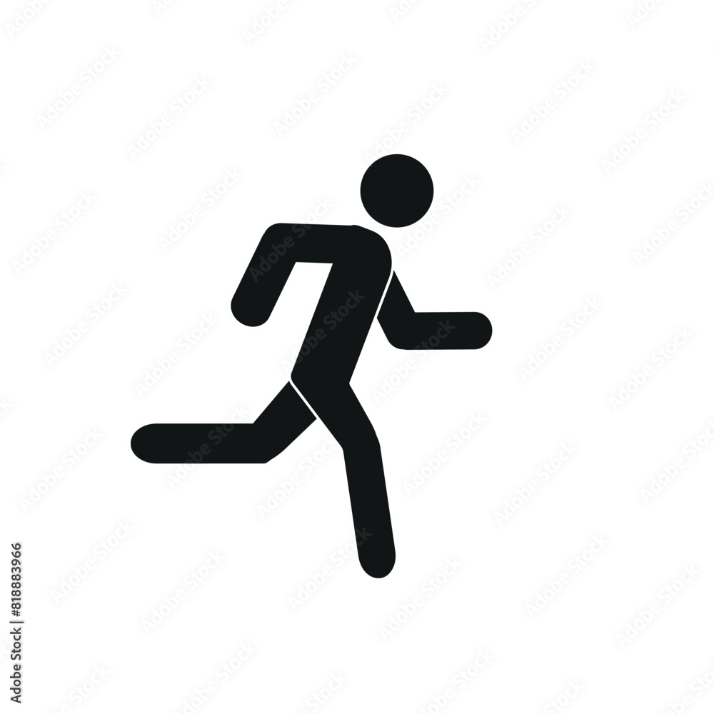 man running, pictogram, flat vector illustration, silhouette of a human figure