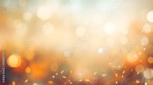 Abstract blurred background with bokeh and sunlight in autumn. Generative AI.