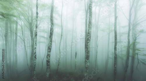 eerie aokigahara forest captured in surreal long exposure for national paranormal day fogenshrouded trees digital painting