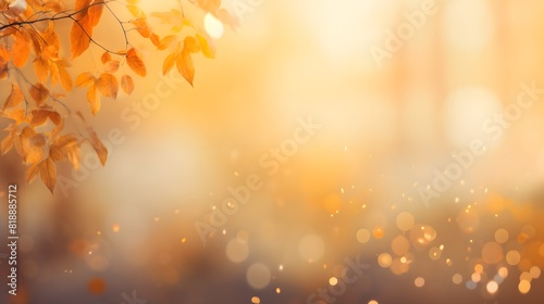 Abstract blurred background with bokeh and sunlight in autumn. Generative AI. © Studicon