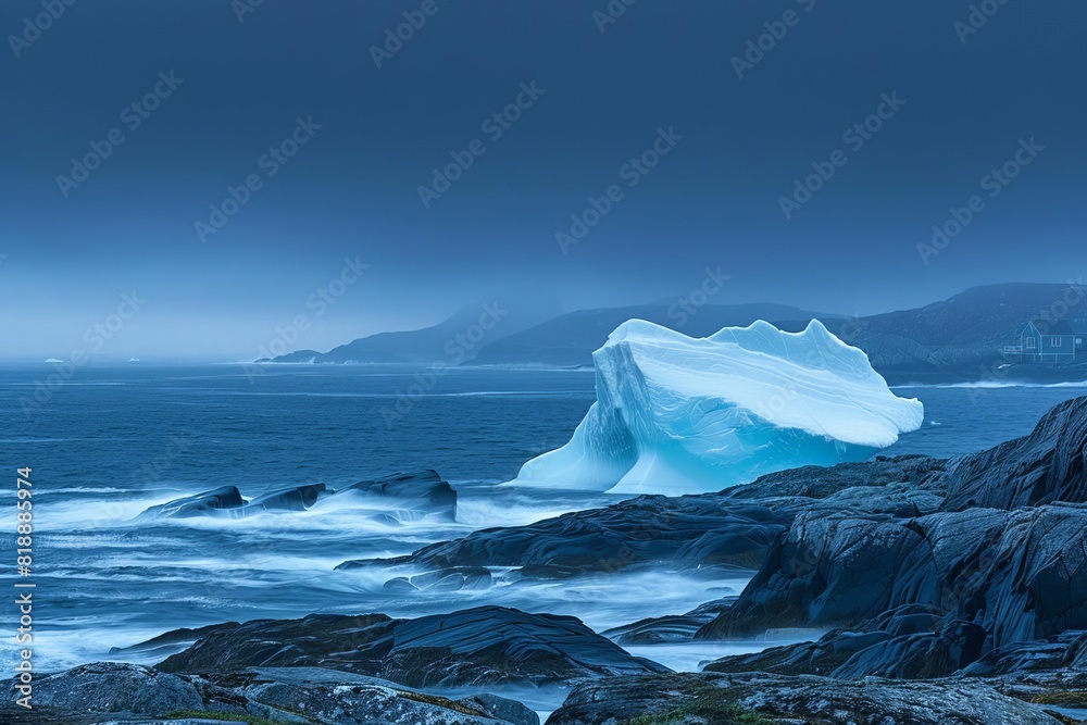 iceberg coastline fogo island newfoundland majestic dramatic landscape nature scenery ocean arctic frozen ethereal remote travel destination 