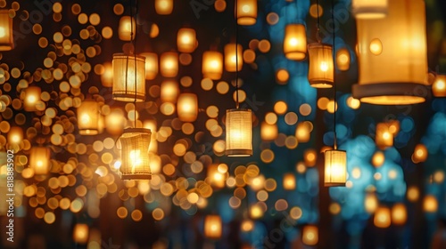 endless possibilities glowing lanterns illuminate global cuisine maze defocused background