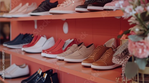 Stylish Footwear Display at Boutique Store - Fashion and Comfort Collection for all Seasons © spyrakot