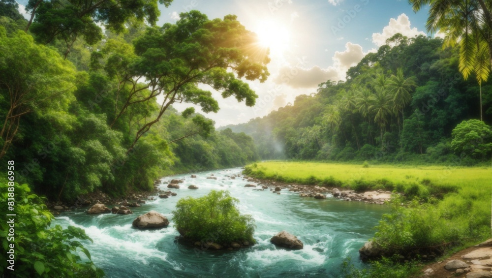 river in the woods Generative Ai river in the woods Generative Ai