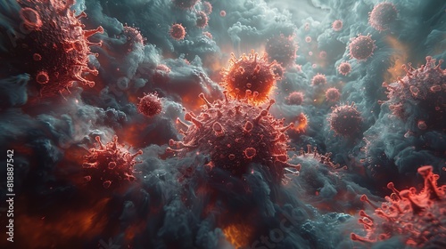 An immersive 360-degree panorama of the immune system in action, depicting white blood cells identifying and neutralizing pathogens photo