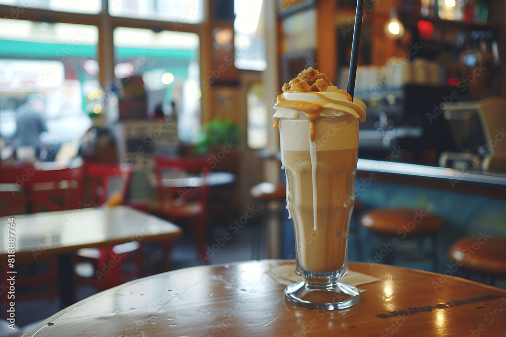 peanut butter milkshake in coffee shop