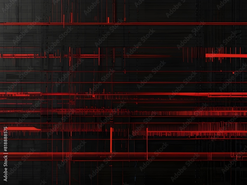Digital lines, red and black, tech texture, generative AI Digital lines, red and black, tech texture, generative AI