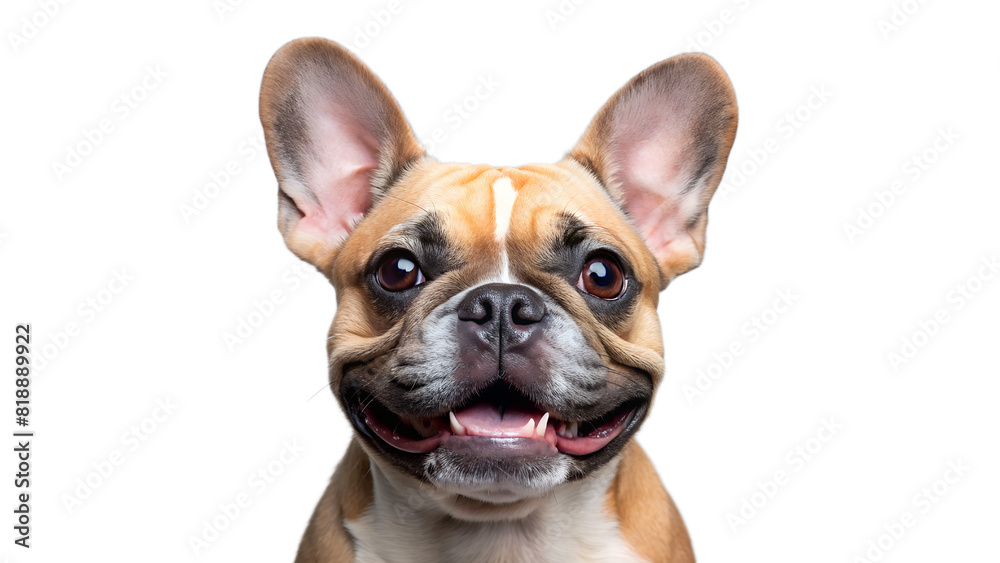 Portrait of young french bulldog dog smile on isolated background transparent background Portrait of young french bulldog dog smile on isolated background transparent background