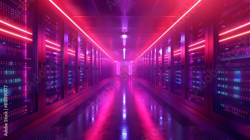 Cryptocurrency Mining Farm with Futuristic Rows of High Performance Computers Technology Concept for Digital Finance and Industry © Thares2020