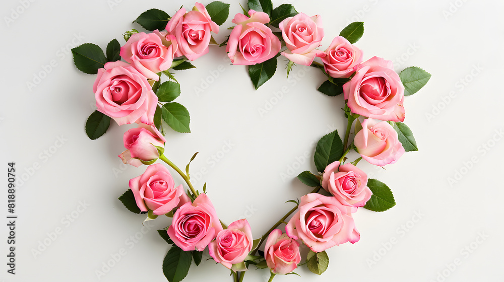 Large Frame of Pink Roses on White Background Large Frame of Pink Roses on White Background