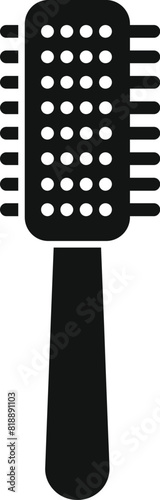 Vector illustration of a black silhouette of a classic hairbrush isolated on a white background