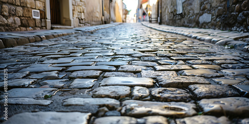 Background of ancient cobblestone street, full of history and charm, suitable for vintage goods or cultural travel accessories