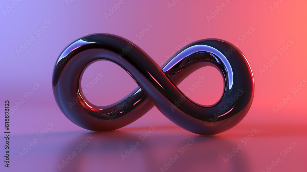 3d realistic eternity infinity loop symbol isolated on light purple background
