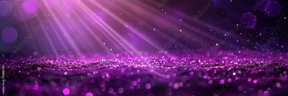 abstract purple background with particles, glitter and bokeh lights, glowing light rays on dark background, abstract purple background with particles, glitter and bokeh lights, glowing light rays on dark background,