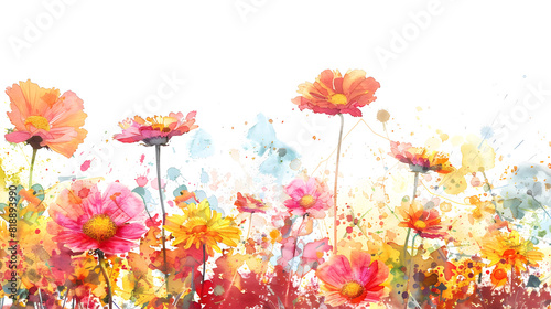 Watercolor transvaal daisies on a white background photo