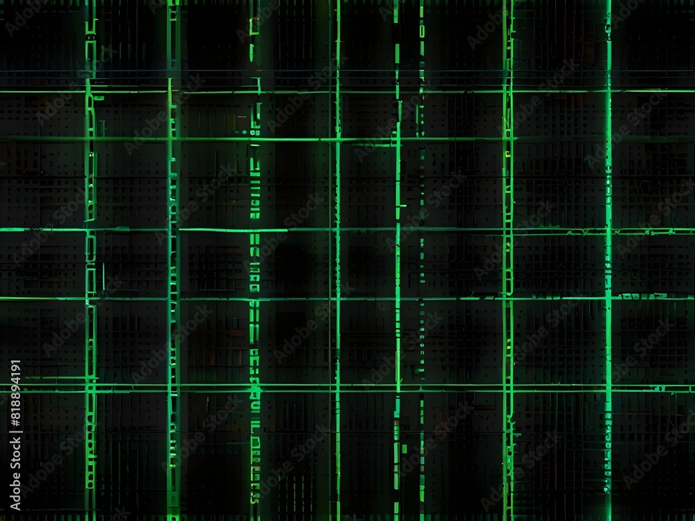 Pixelated grid, black and neon green, digital texture, generative AI Pixelated grid, black and neon green, digital texture, generative AI
