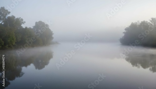 A misty morning on the river with fog hovering ju upscaled_2 photo