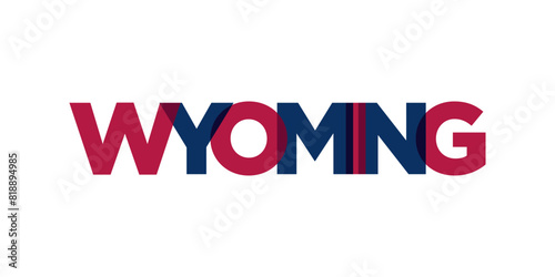 Wyoming, USA typography slogan design. America logo with graphic city lettering for print and web. photo