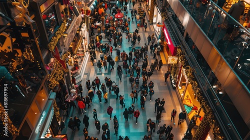 People in shopping center view from above.