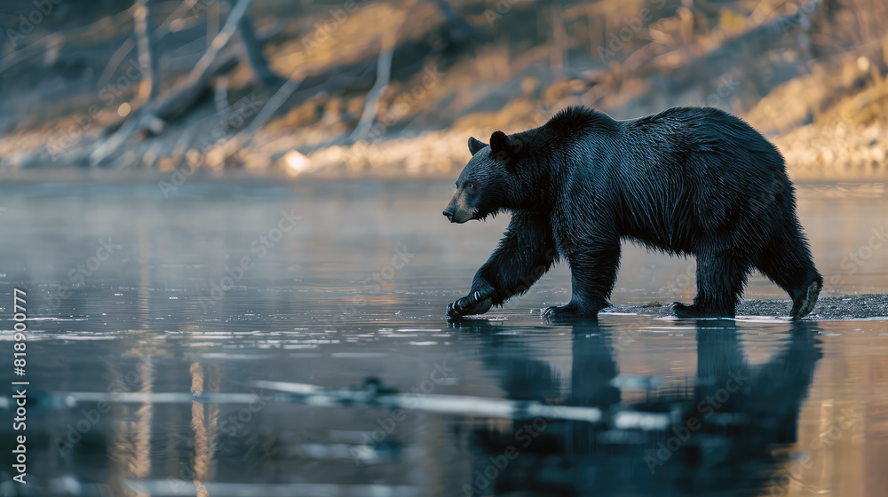 A brown bear's hunger drives it to pursue a salmon, its determination evident in every powerful stroke. A brown bear's hunger drives it to pursue a salmon, its determination evident in every powerful stroke.