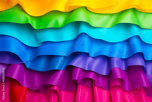 Rainbow colorful of lgbtq pride flag made from silk material. Pride