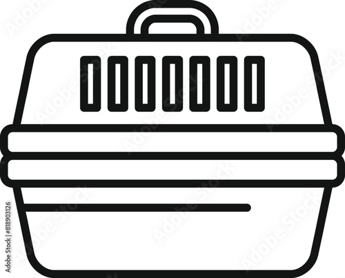 Pet carrier line icon for transporting animals in a secure. Convenient. And airline approved manner. In black and white vector illustration