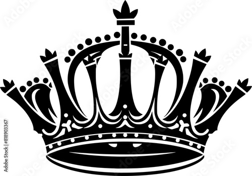 Crown black vector icon on a transparent background.