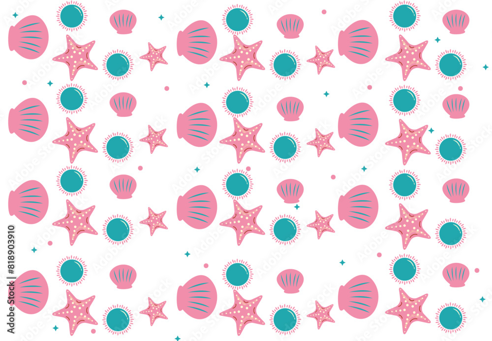 Seamless pattern with seashells. Seamless pattern with seashells.