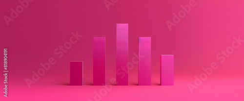 A bold and striking side view of a simple bar graph in bright pink color  showcasing data with simplicity and clarity  captured with HD quality.