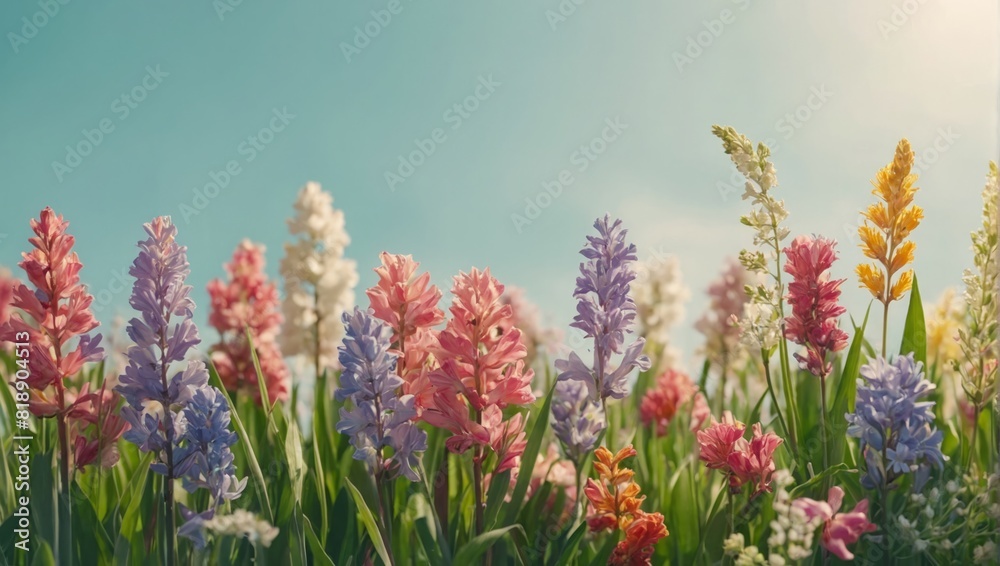 spring first flowers, background of flowers against the sky spring first flowers, background of flowers against the sky