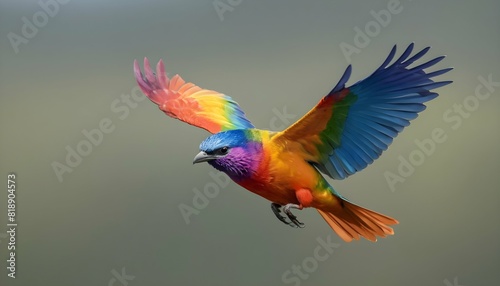 A rainbow colored bird spreading its wings in flig upscaled_9 © Farie