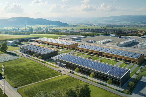 Modernes Unternemen mit Photovoltaikanlage - Modern company with photovoltaic system