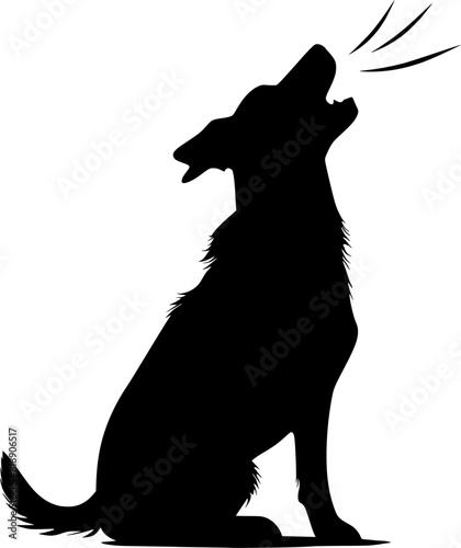 Dog barking black vector icon isolated on a transparent background.