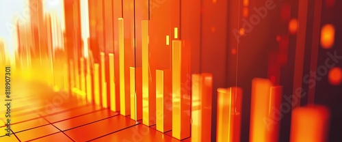 A bold and striking side view of a simple bar graph in vibrant orange color  presenting data in a visually appealing manner  captured with HD resolution.