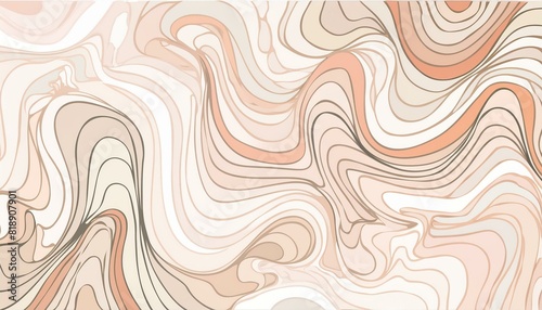 Abstract background with waves. Liquified texture curving gracefully, in a seamless blend of e, beige, pink pastel, and ivory colors