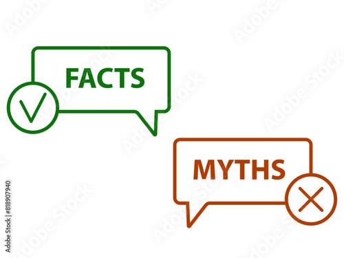 Myths and facts, label for mark fake or true