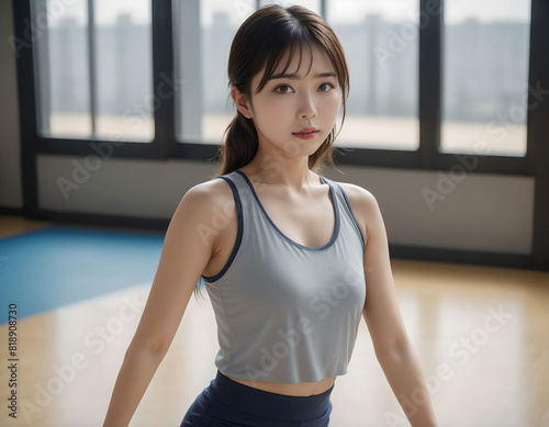 Free Download フィットネスにいる笑顔の日本人女性 - GFXLoad