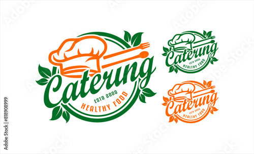 catering service  logo template with hand written calligraphy