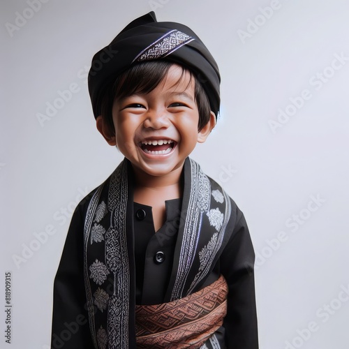 3D Character AI illustration of asian moslem Santri kids boys wearing peci kopiah sarung reading al quran with backpack going to school