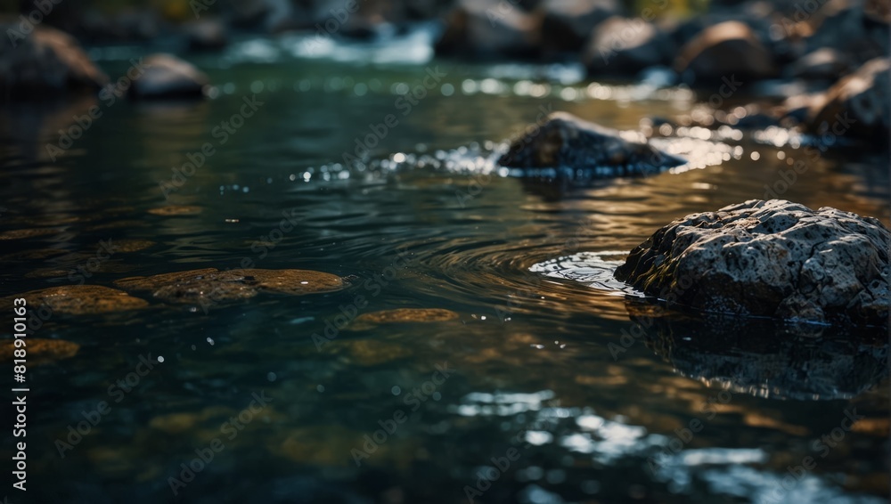 A view of a river with rocks and water under the surface,. A view of a river with rocks and water under the surface,.