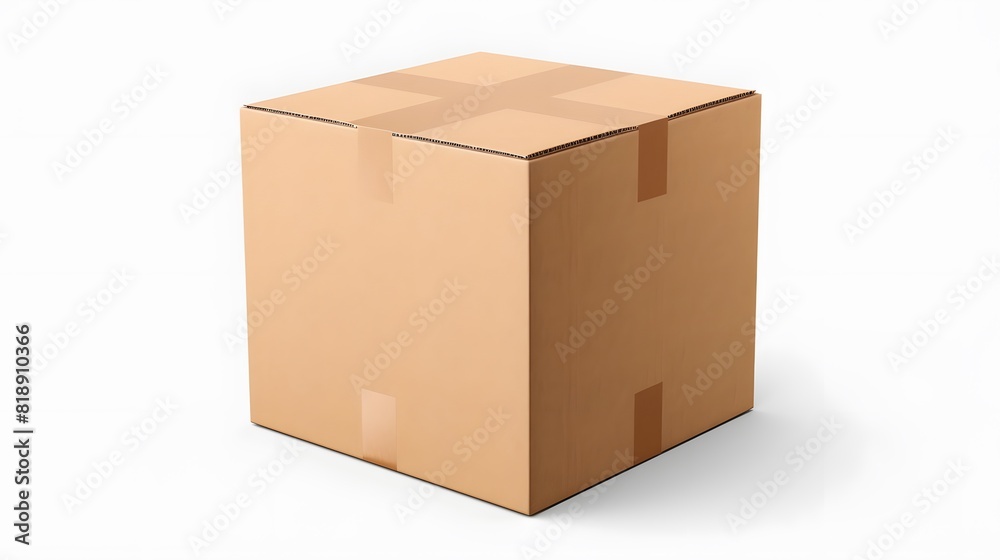 Cardboard box isolated on white background. Generative AI. Cardboard box isolated on white background. Generative AI.