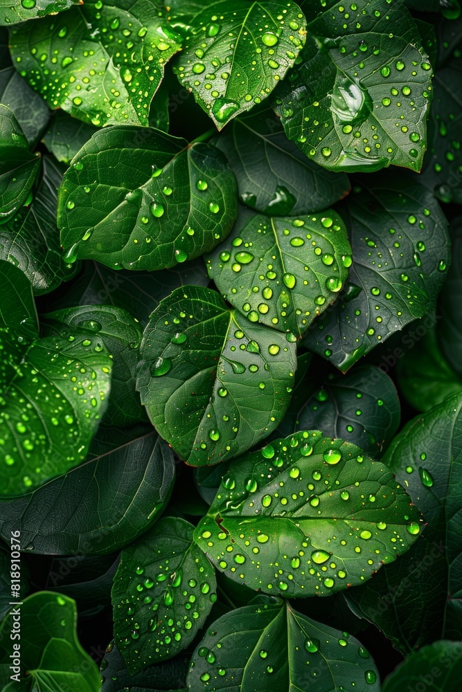 Obraz premium leaves are fresh, wet and different, very beautiful, The concept of style, nature and uniqueness 