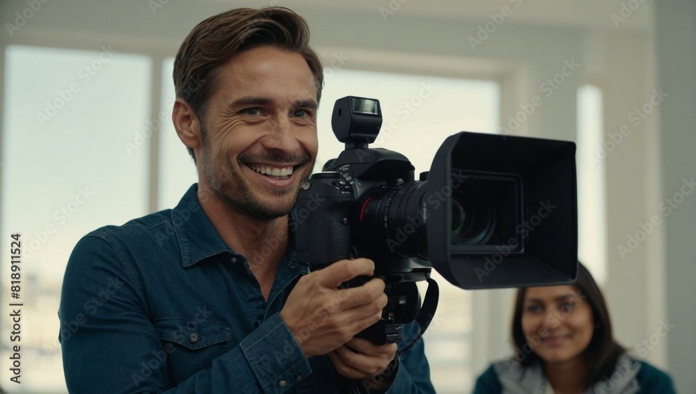 man with a video camera