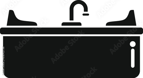 Vector illustration of a sleek, double basin kitchen sink icon, perfect for interior design themes