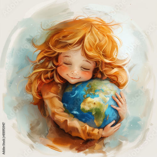 Children Protection Day - Child hug planet earth – 1 June