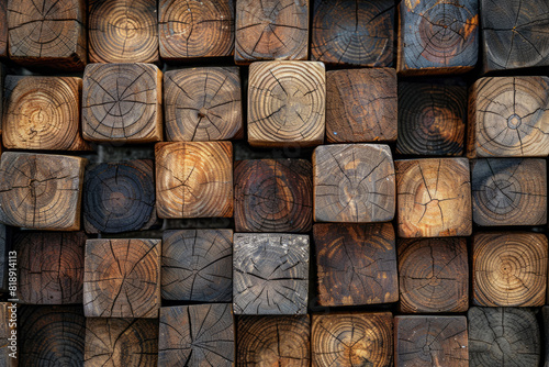 Texture Of Many Arranged Wooden Cubes Of Various Types For Background Created Using Artificial Intelligence